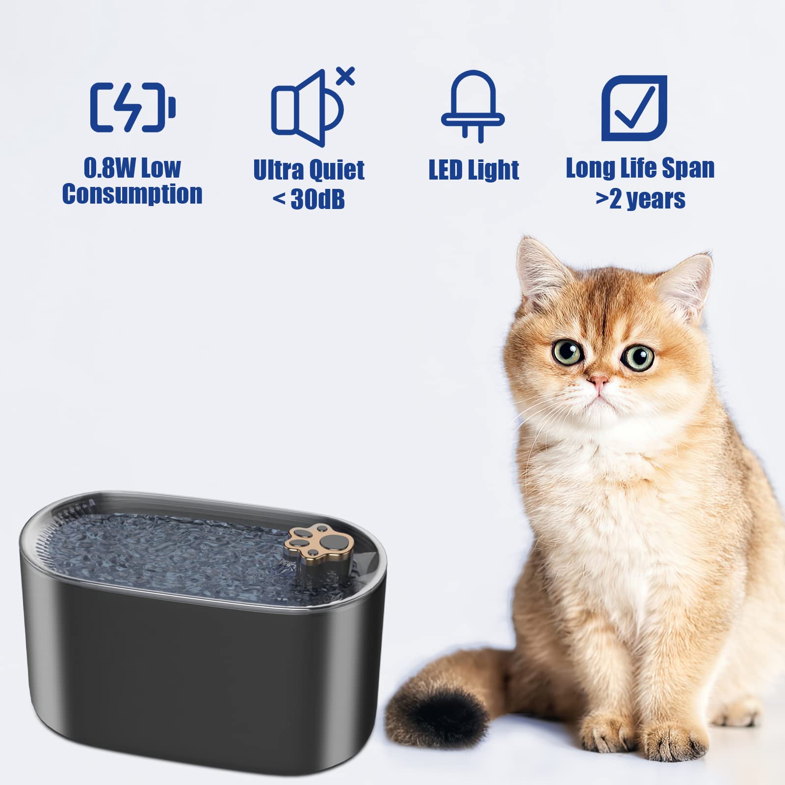 3L Cat Water Fountain Filter Automatic Drinker For Dogs Cats Pet Water Dispenser Ultra-Quiet Water Dispenser With LED Light Pet Products Daring Pet