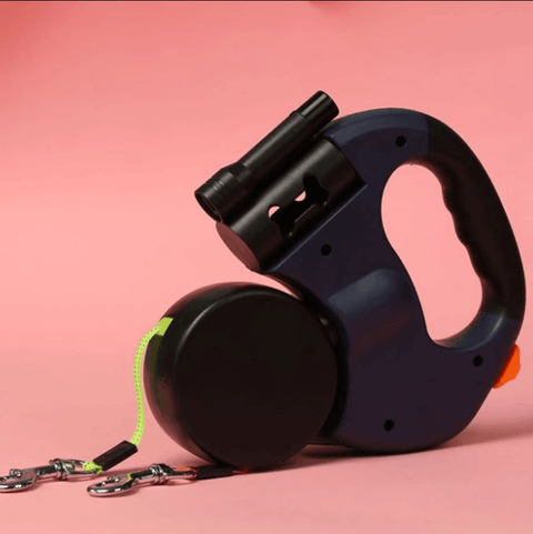 Double Handle Dog Leashes with Flashlight