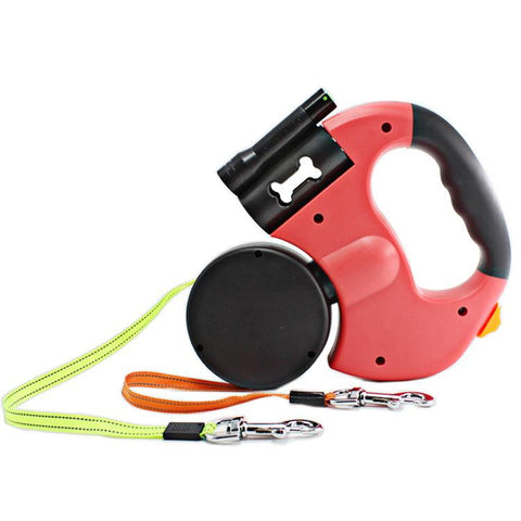 Dual Headed Pet Leashes with Flashlight Garbage Bag Box Daring Pet