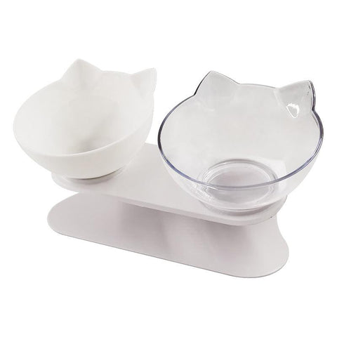 New Inclined Food Cat Ear Oblique Mouth Transparent Single Pet Bowl - Daring Pet