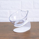 New Inclined Food Cat Ear Oblique Mouth Transparent Single Pet Bowl - Daring Pet