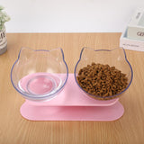 New Inclined Food Cat Ear Oblique Mouth Transparent Single Pet Bowl - Daring Pet