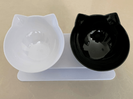 New Inclined Food Cat Ear Oblique Mouth Transparent Single Pet Bowl - Daring Pet