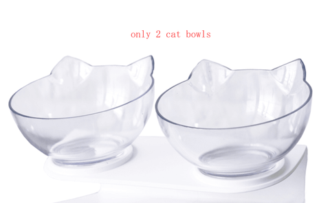 New Inclined Food Cat Ear Oblique Mouth Transparent Single Pet Bowl - Daring Pet