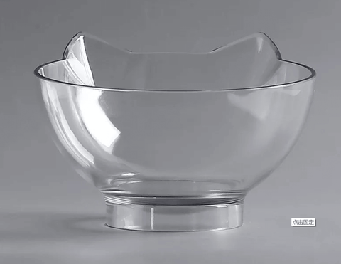 New Inclined Food Cat Ear Oblique Mouth Transparent Single Pet Bowl - Daring Pet