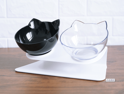 New Inclined Food Cat Ear Oblique Mouth Transparent Single Pet Bowl - Daring Pet